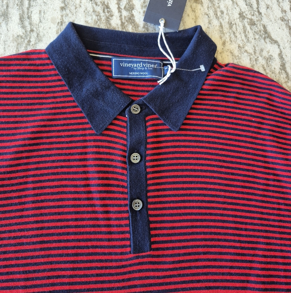 Vinyard Vines Men's Merino Wool Polo Shirt New Size Large